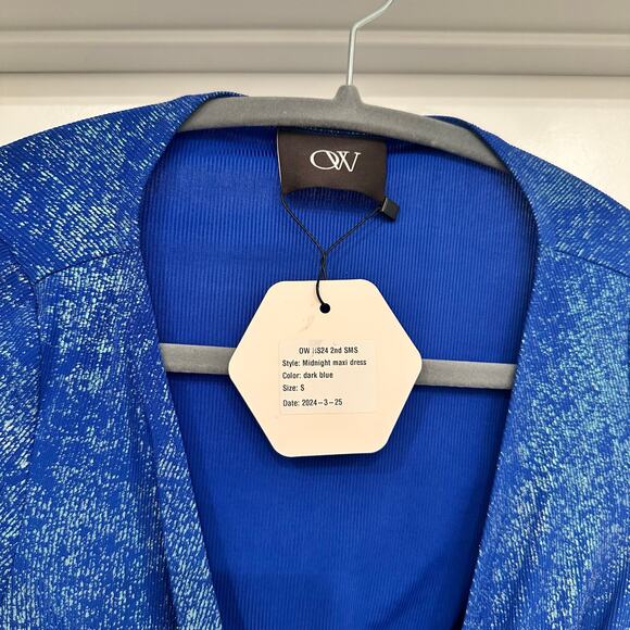 NEW OW Collection Midnight Metallic Maxi Dress in Dark Blue Size Small - Picture 5 of 5
